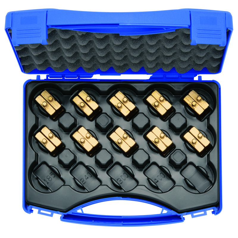 Set of hexagonal crimping dies for Cu connectors 6 150mm2. The Cable Tooling Company